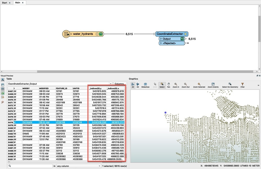 Coordinate Extractor workspace